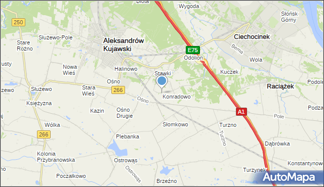 mapa Konradowo, Konradowo gmina Aleksandrów Kujawski na mapie Targeo